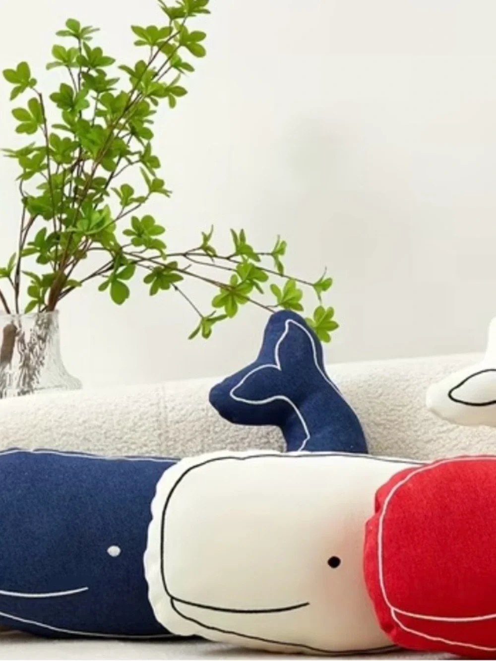 NWT Whale Accent Pillow, available in Red, Blue or Teal, Summer Accent Pillows